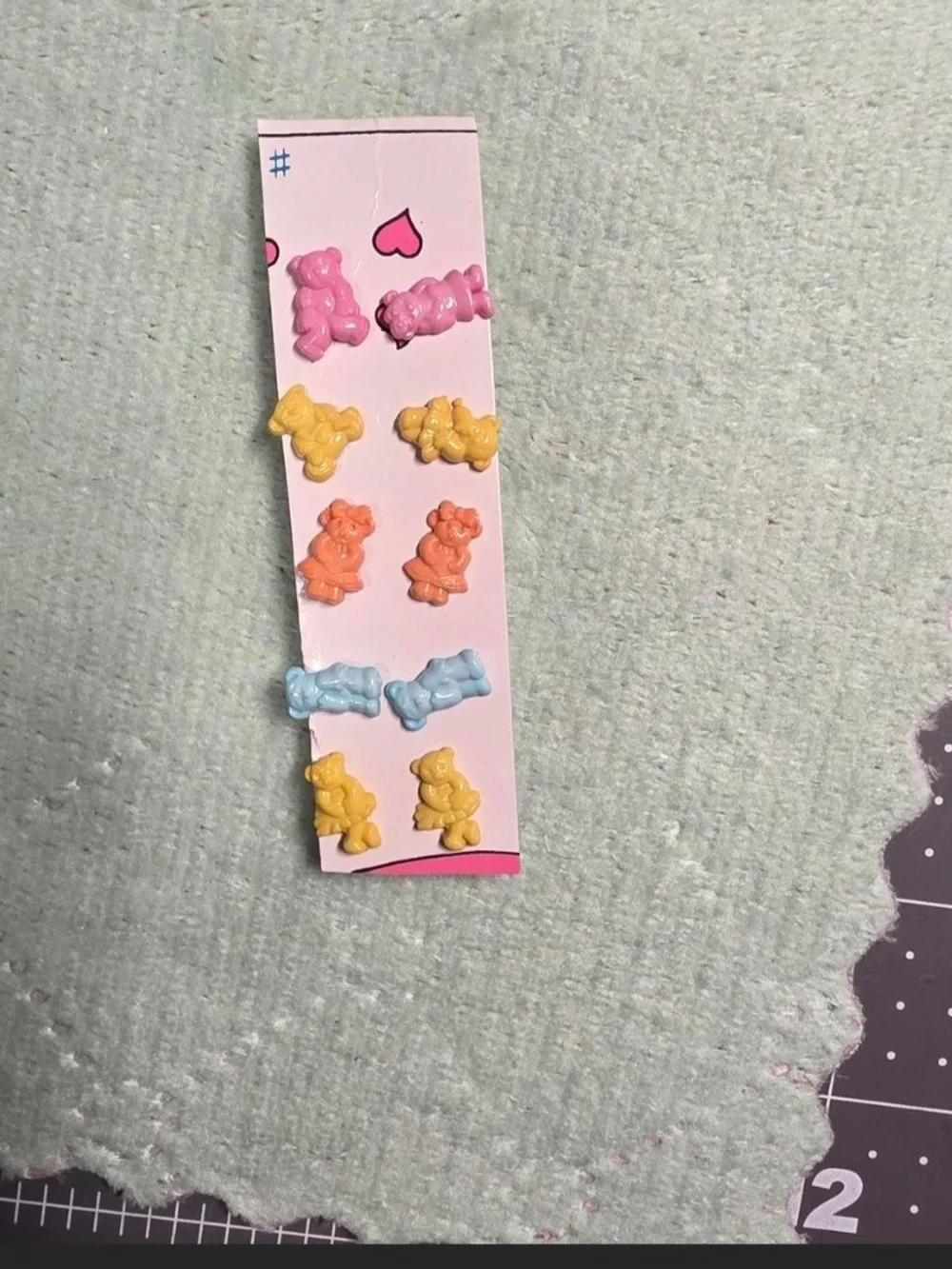 5 Pairs  Teddy Bear Stud Earring Set for Kids - Pink, Yellow, Orange, Blue